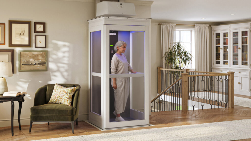 Homeowner enjoying independence with a residential elevator